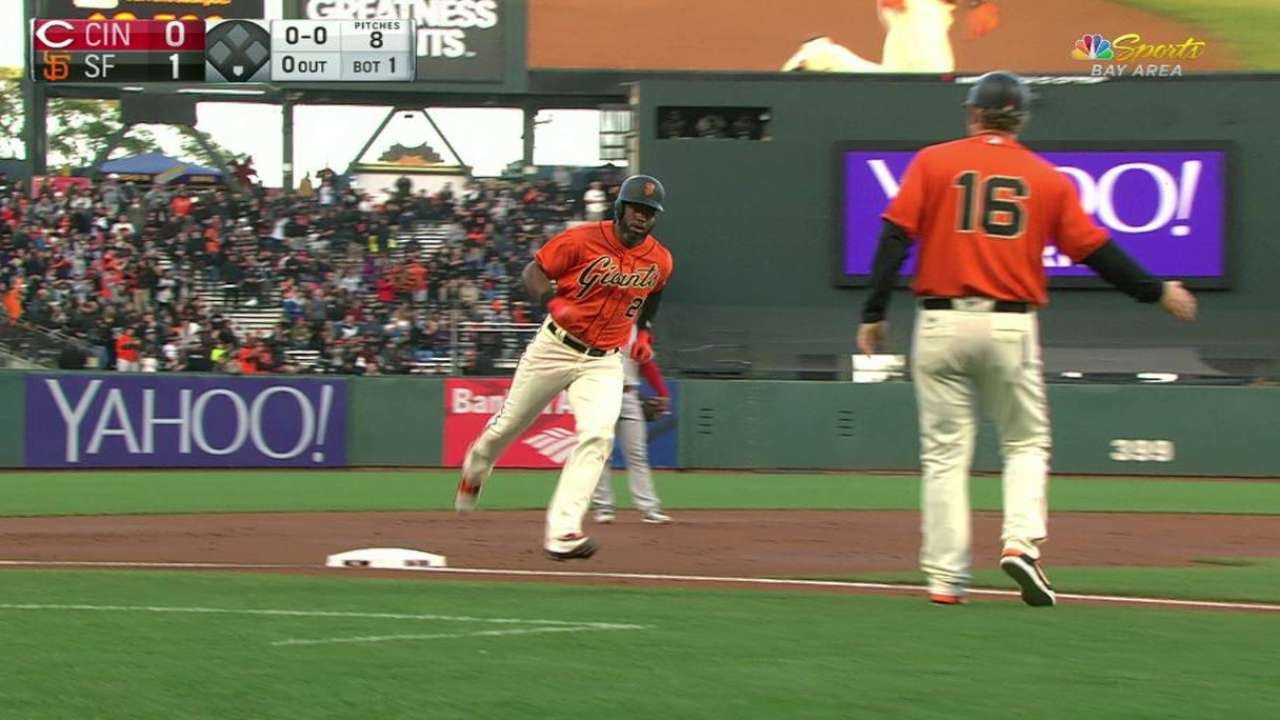 CIN@SF: Span hammers a solo homer into McCovey Cove