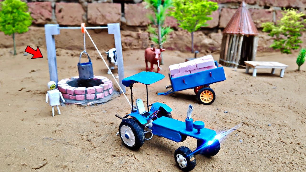 Diy tractor water well making and mini water pump science project @topminigear8280|@PramodsLife