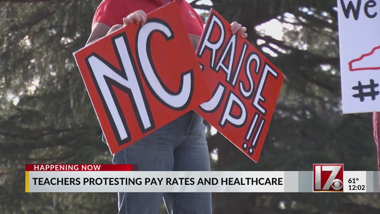 North Carolina teachers protesting pay rates and healthcare