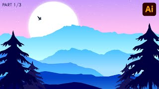 Draw a Beautiful Landscape Scene - Adobe Illustrator Tutorial (Part 1/3)