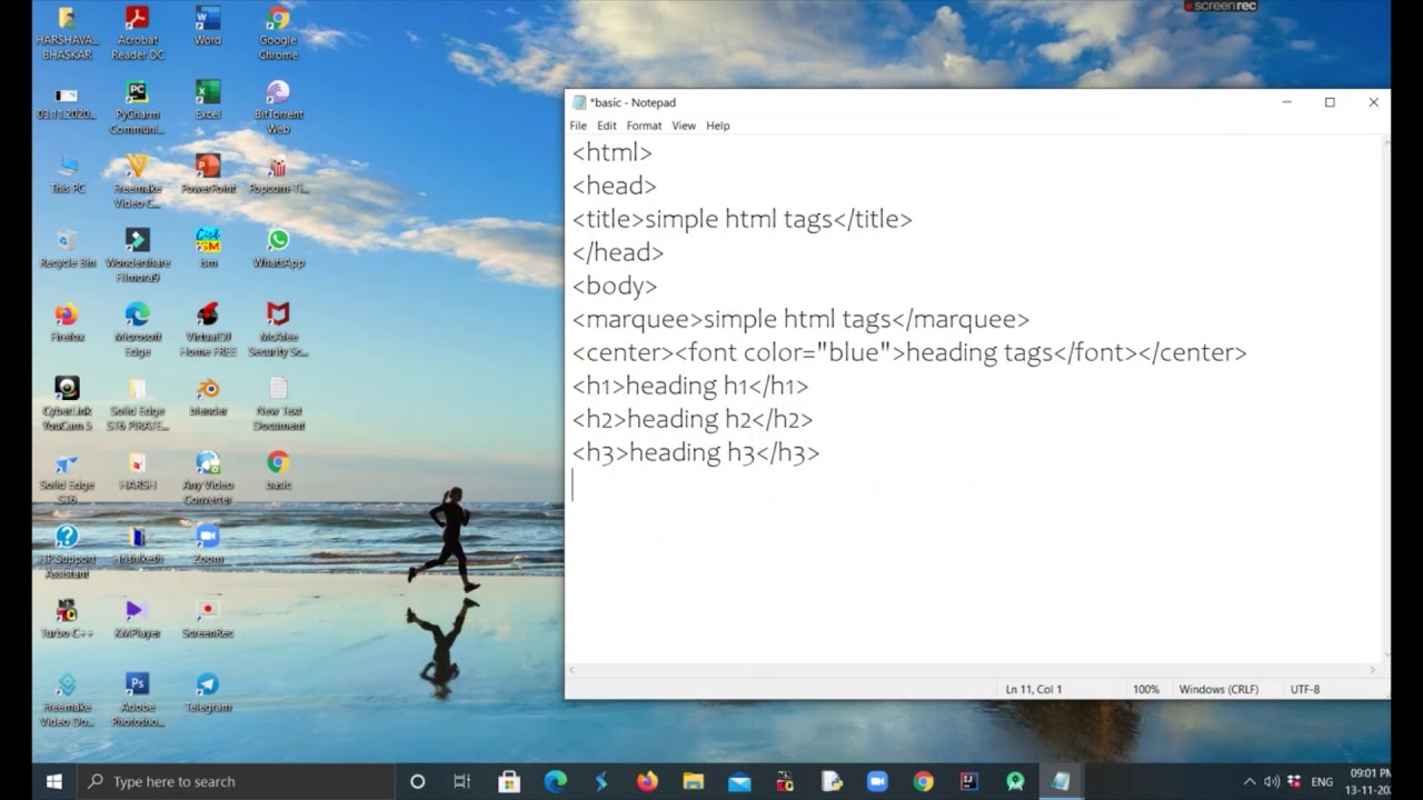program 1 develop an html page using basic tags - YouTube