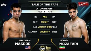 RIFDEAN MASDOR vs JAVAD MOZAFARI one championship 