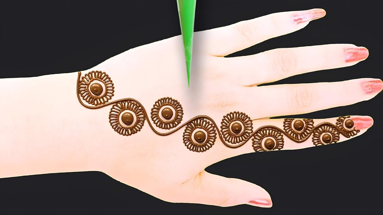 easy gold tikki simple new back hand Arabic mehndi trick||raksha ...