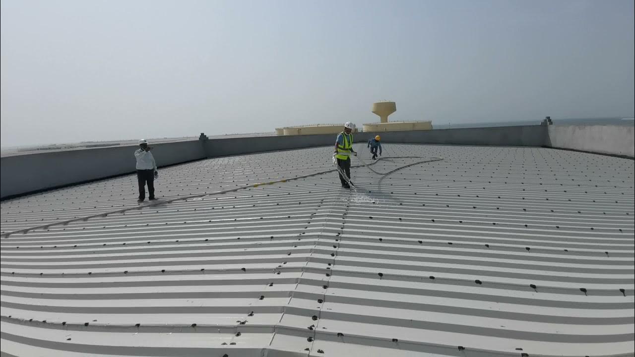 Roof leak proof test / spraying water above roof sheets which is fixed above PEB YouTube
