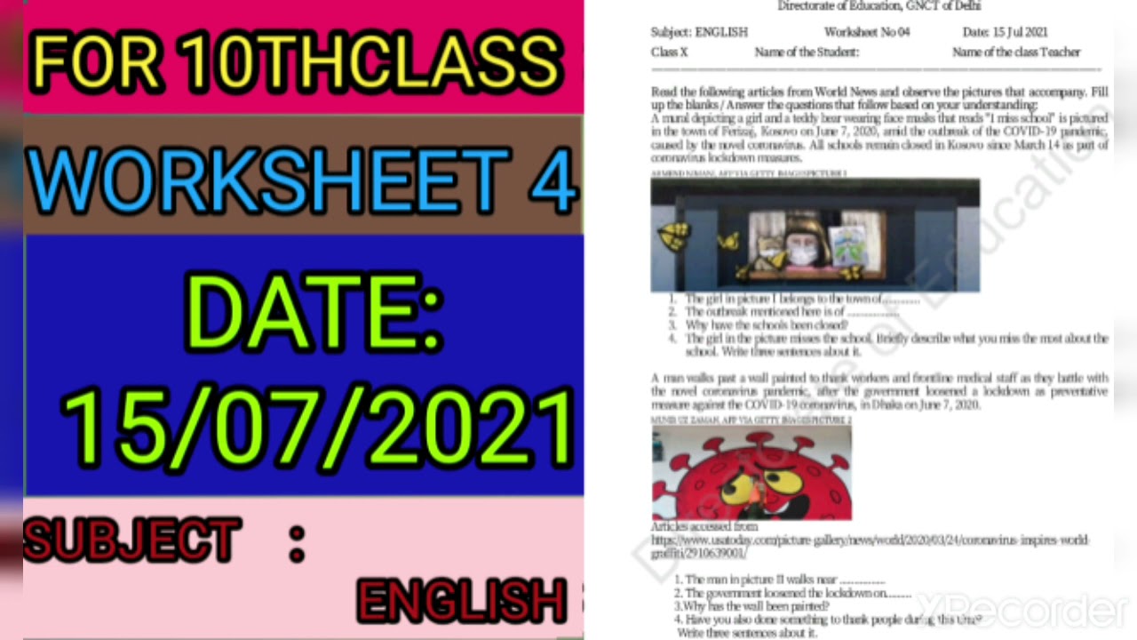 Worksheet 4 solution/SUBJECT: ENGLISH/class 10th/THURSDAY : 15TH