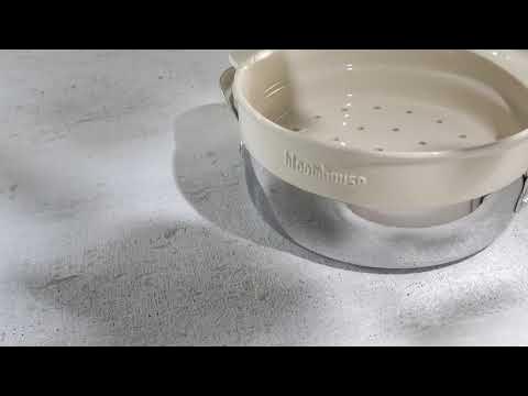 Bloomhouse 6-Quart Triply Stainless Steel Dutch Oven w/ Non-Stick Non-Toxic Ceramic Interior and Ceramic Steamer Insert