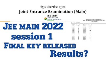 Jee Main 2022 Session 1 Final Answer key Released 2022 || Jee Main Final key session 1 2022 ||