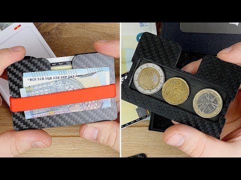 Slim Wallet aus Carbon mit EINGEBAUTEM MÜNZFACH & RFID Schutz! // Makakaontherun // DEUTSCH