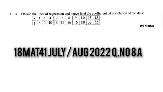 Statistical Methods | 18mat41 module 4 | July/Aug 2022 Q.no 8a