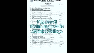 1st Year Physics Prelim Paper 2026– Adamjee Government Science College | XI Pre Board Paper #shorts