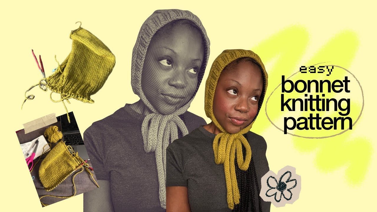 beginner friendly bonnet knitting tutorial !! with FREE written pattern :)