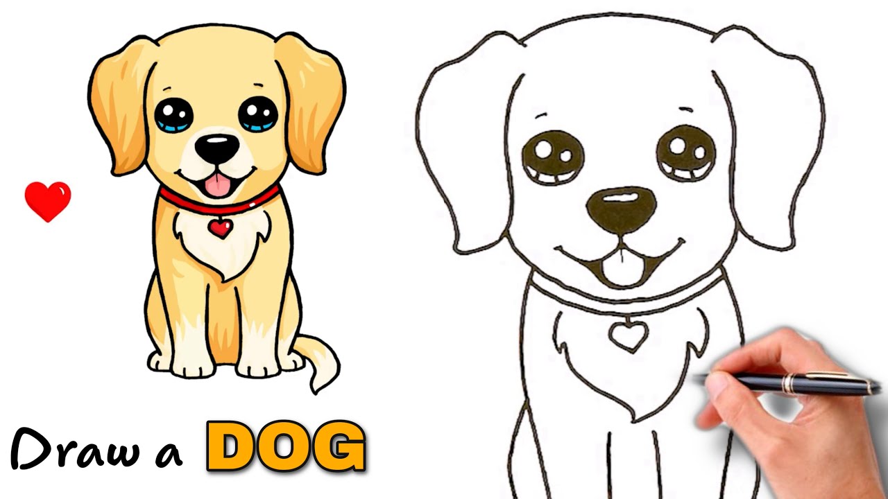 Learn Easy Step-By-Step Tutorial On How To Draw A Dog Cute That Anyone Can Follow