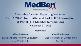 ACA Reporting Workshop – IRS Form 1094-C Parts I & II