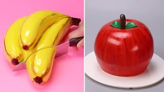 🍌🍎 Fancy Fondant Fruit Cake You Can Make At Home | Oddly Satisfying Cake Decorating Idea