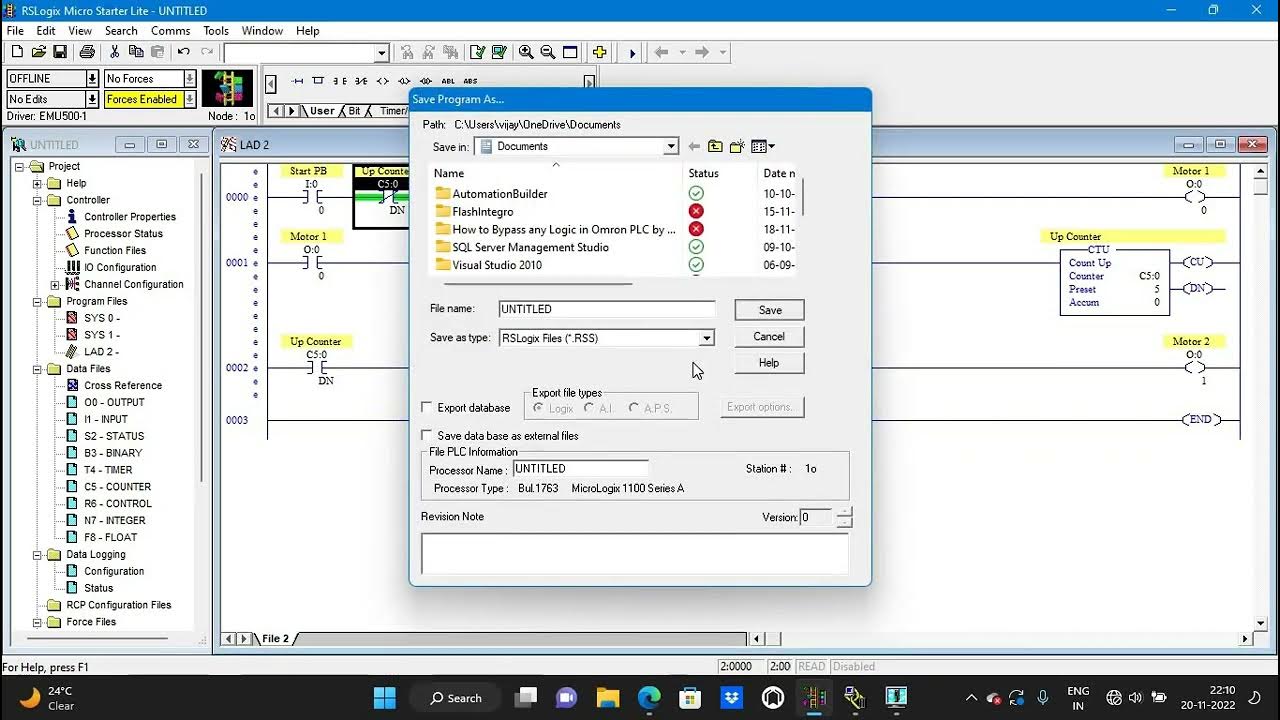 How to create ladder logic with UP DN Counter in allen Bradley