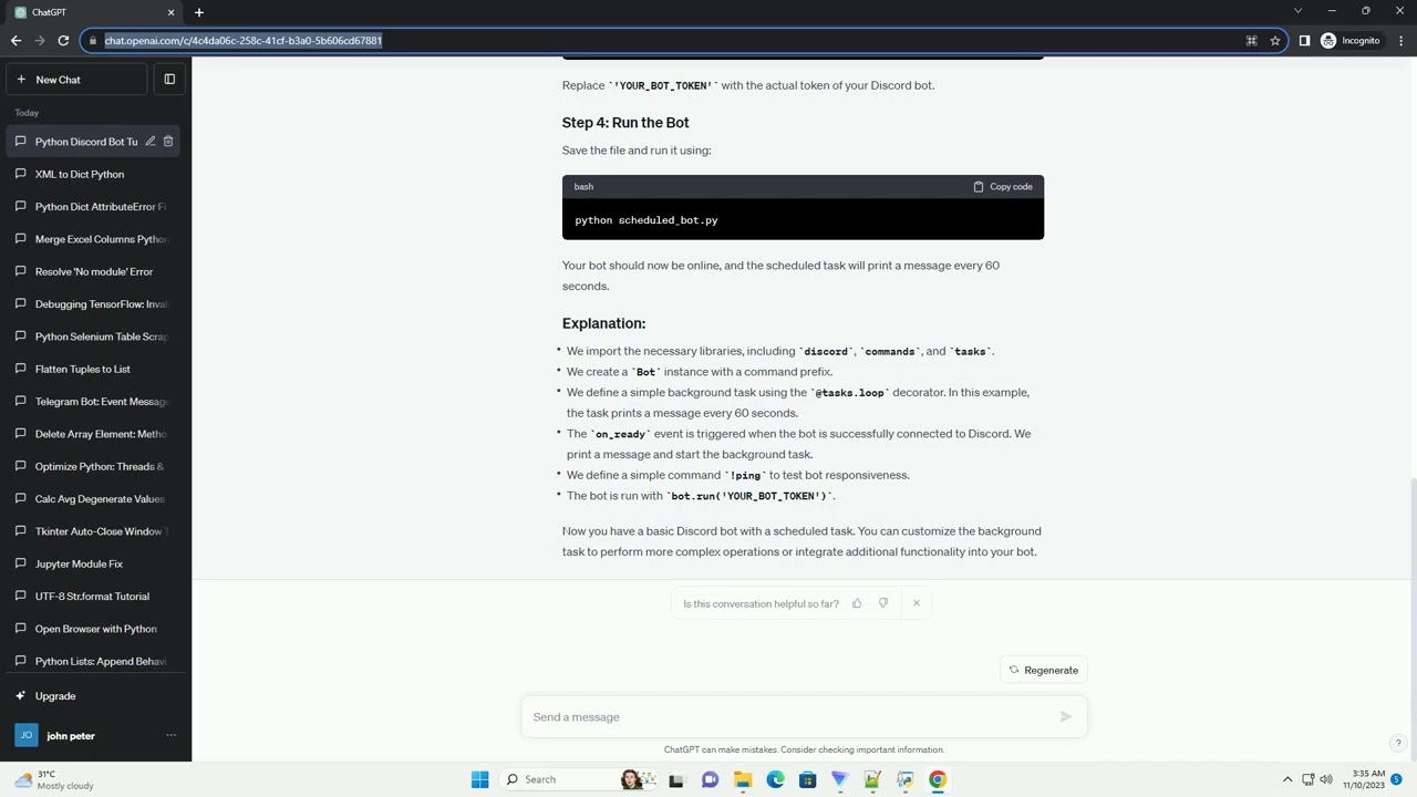 Python Discord Bot Scheduled Task Blocks The Rest Of The Code