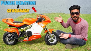 Riding Mini 50cc Petrol Bike In Public | Funny Reactions? + Bike Giveaway