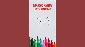 DRAWING ANIMAL WITH NUMBERS || cute animals drawing 23 #drawing #draw #cute #art  #painting #shorts