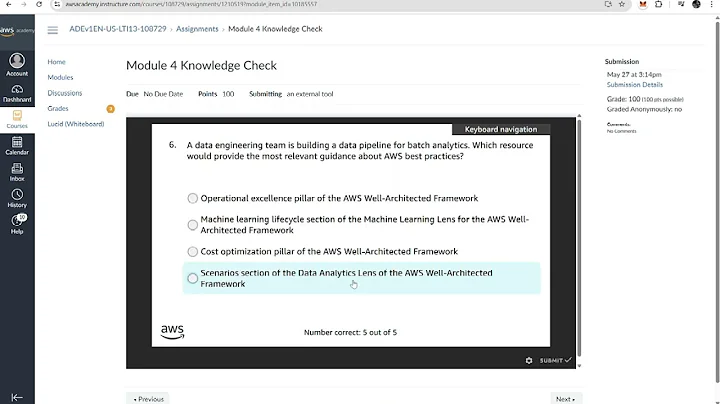 Module 4 Knowledge Check | Design Principles and Patterns for Data Pipelines | AWS Data Engineering