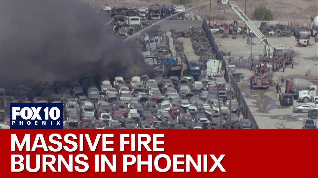 SkyFOX aerials of Phoenix scrapyard fire | FOX 10 Phoenix - YouTube
