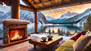 Cozy Lake House Fireplace Ambience Crackling Fire Sounds  Mountain Cabin Fireplace Noises for Sleep
