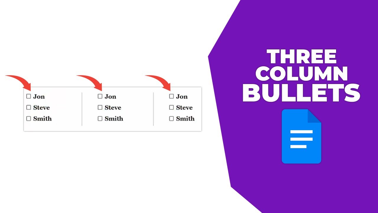 How to make 3 column bullets in Google Docs