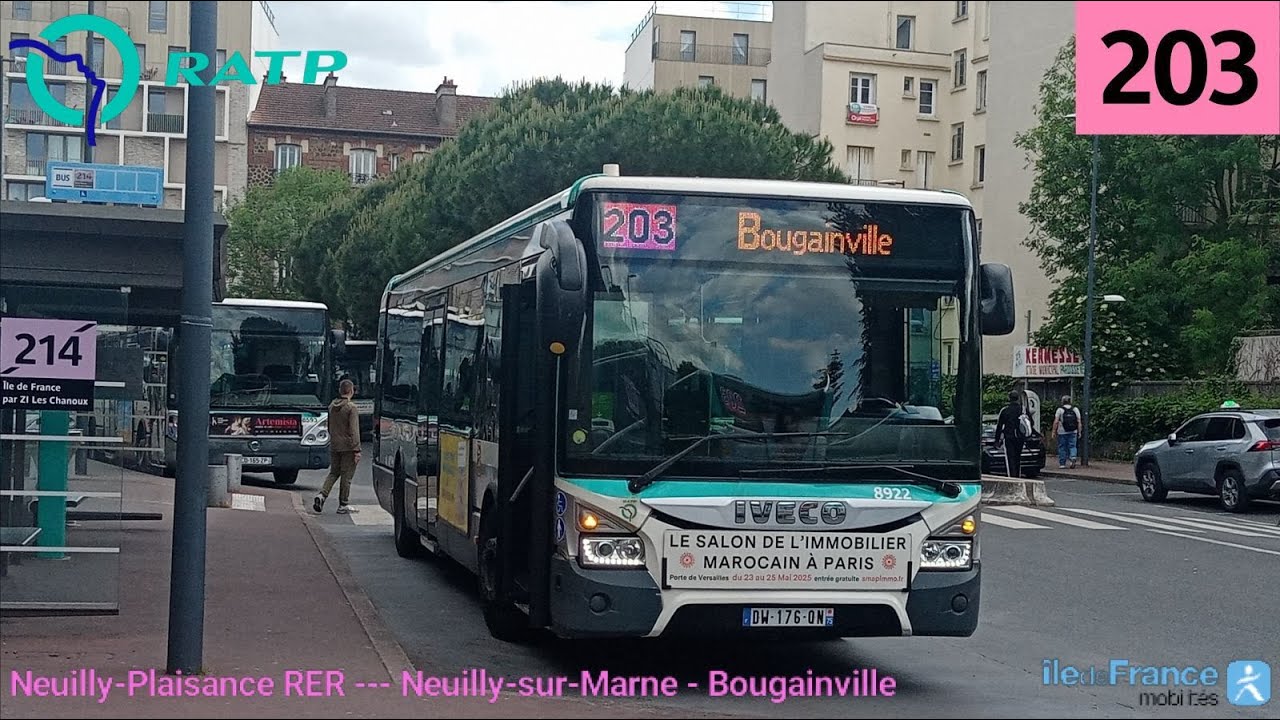 Bus 203 RATP - Urbanway 12 N°8922 Neuilly-Plaisance RER --- Neuilly-sur-Marne - Bougainville