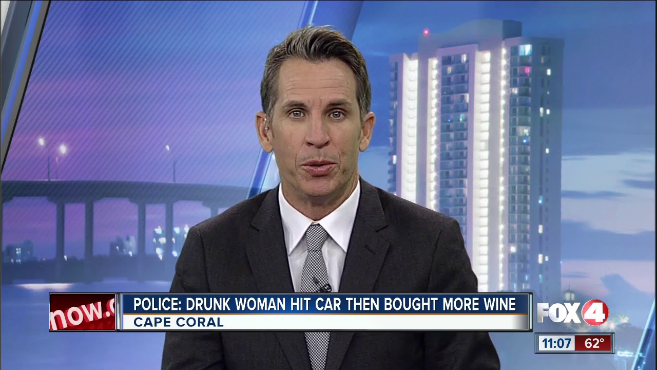 Drunk woman crashes car in parking lot, buys more wine - YouTube