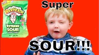 Extreme Warheads Challenge Kids Sour Candy challenge with Spiderman and Captain America