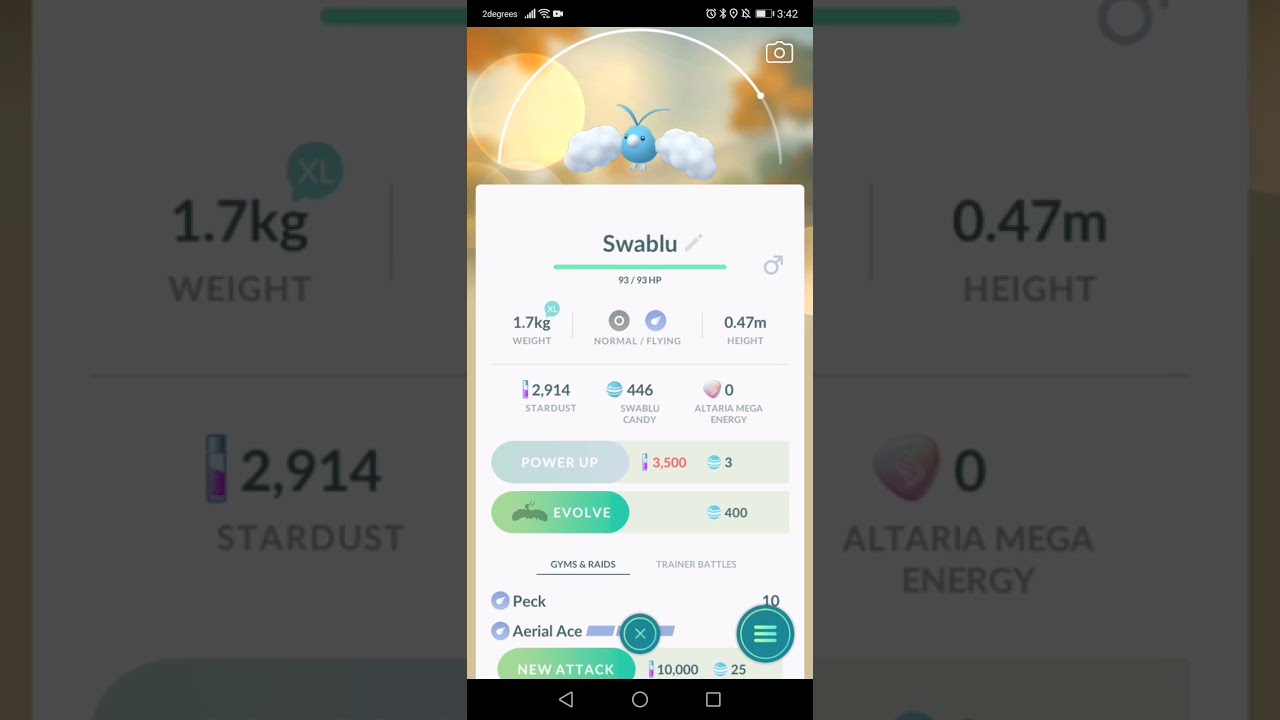 Swablu evolution Pokémon Go 