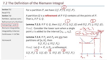 Math 441 - 7.1 and 7.2 The Riemann Integral