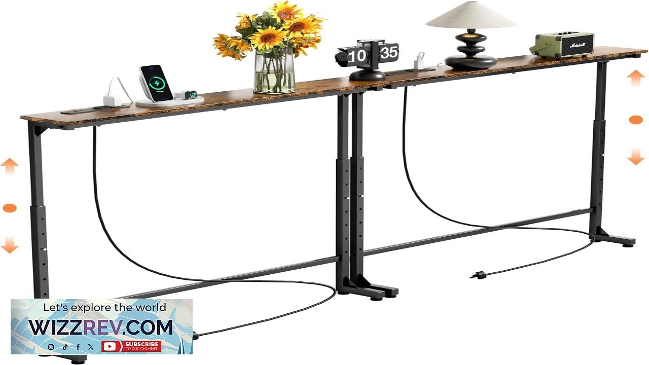 GRLEAF, комплект из 2 регулируемых по высоте узких консольных столов с розетками, 78,7 дюймов