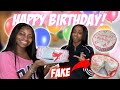 Surprised My Friend With A FAKE Cake For Her Birthday! APRIL FOOLS PRANK! 🥳