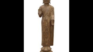 Stone Standing Carving Buddha Chinese Antique Statue WK2935