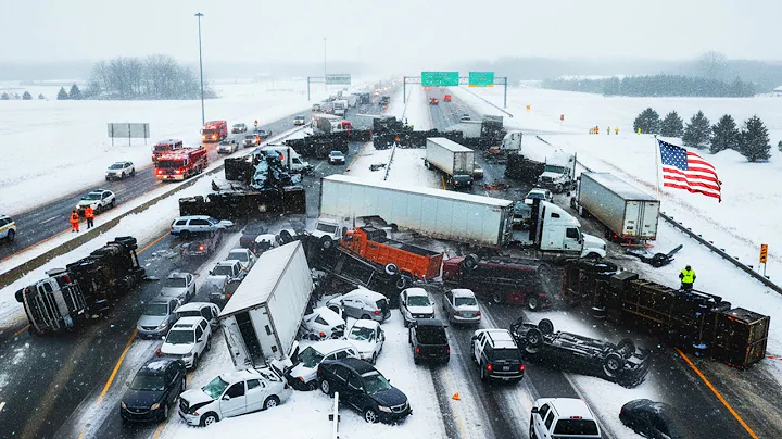 Chaos in Illinois & Iowa! Powerful Winter Storm Triggers Massive Highway Pileups on I-80 and I-55