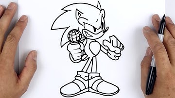 HOW TO DRAW SONIC | Friday Night Funkin (FNF) - Easy Step By Step Tutorial For Beginners