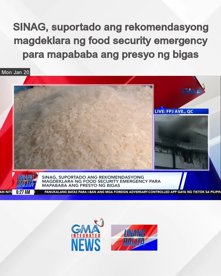 SINAG, suportado ang rekomendasyong magdeklara ng food security emergency para... | Unang Balita