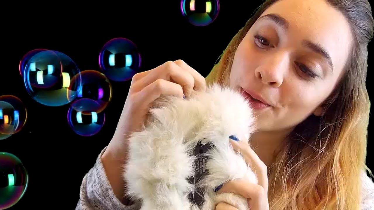 ASMR CloseUp Whispering and Fluffy Mic Brushing
