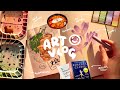 ART VLOG 🌻 painting watercolor food, oil pastel flowers, water soluble graphite &amp; korean food