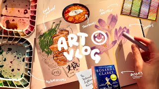 ART VLOG 🌻 painting watercolor food, oil pastel flowers, water soluble graphite & korean food by NISUFILM 98,581 views 1 year ago 19 minutes