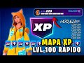NOVO MAPA DE XP 😱 SUBA DE NÍVEL RÁPIDO no FORTNITE 🚀 CHEGUE AO NÍVEL 200