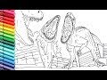 Drawing and Coloring Indominus Rex VS Mosasaur VS T Rex - Draw Jurassic World Dinosaurs Battle