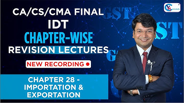 Ch.28 Importation & Exportation || CA/CS/CMA Final IDT || Chapter-Wise Revision Lectures #custom