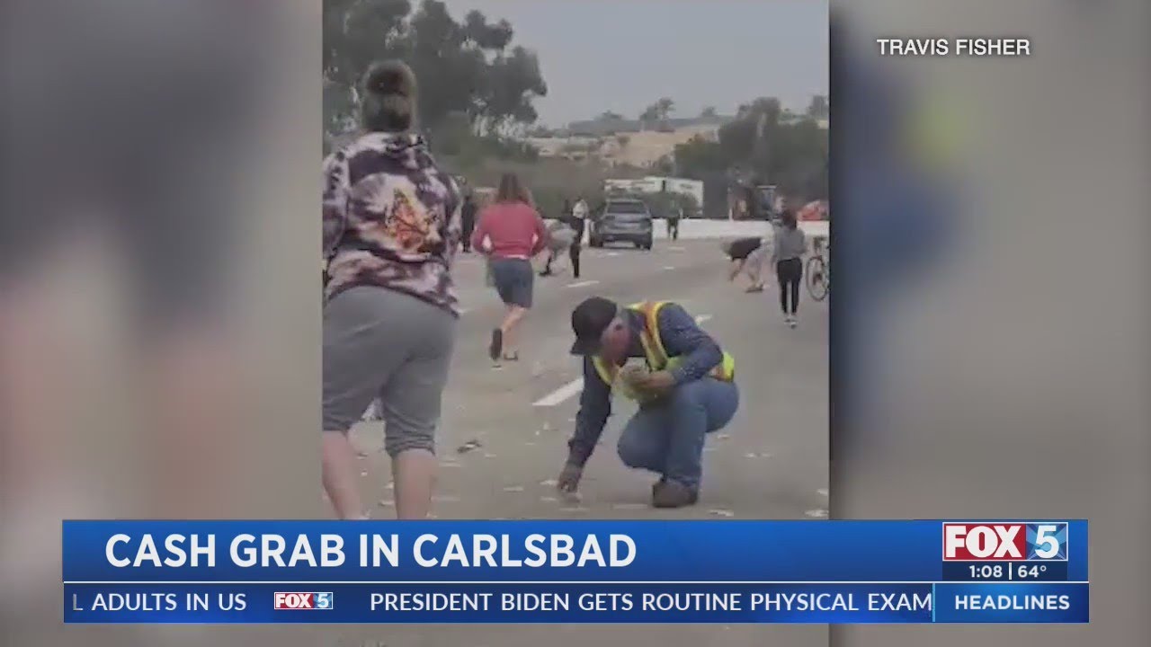 Arrests Made After Drivers Scoop Up Cash Scattered On Carlsbad Freeway