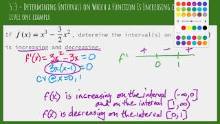 5.3 - Increasing and Decreasing Intervals - Level 1 Examples