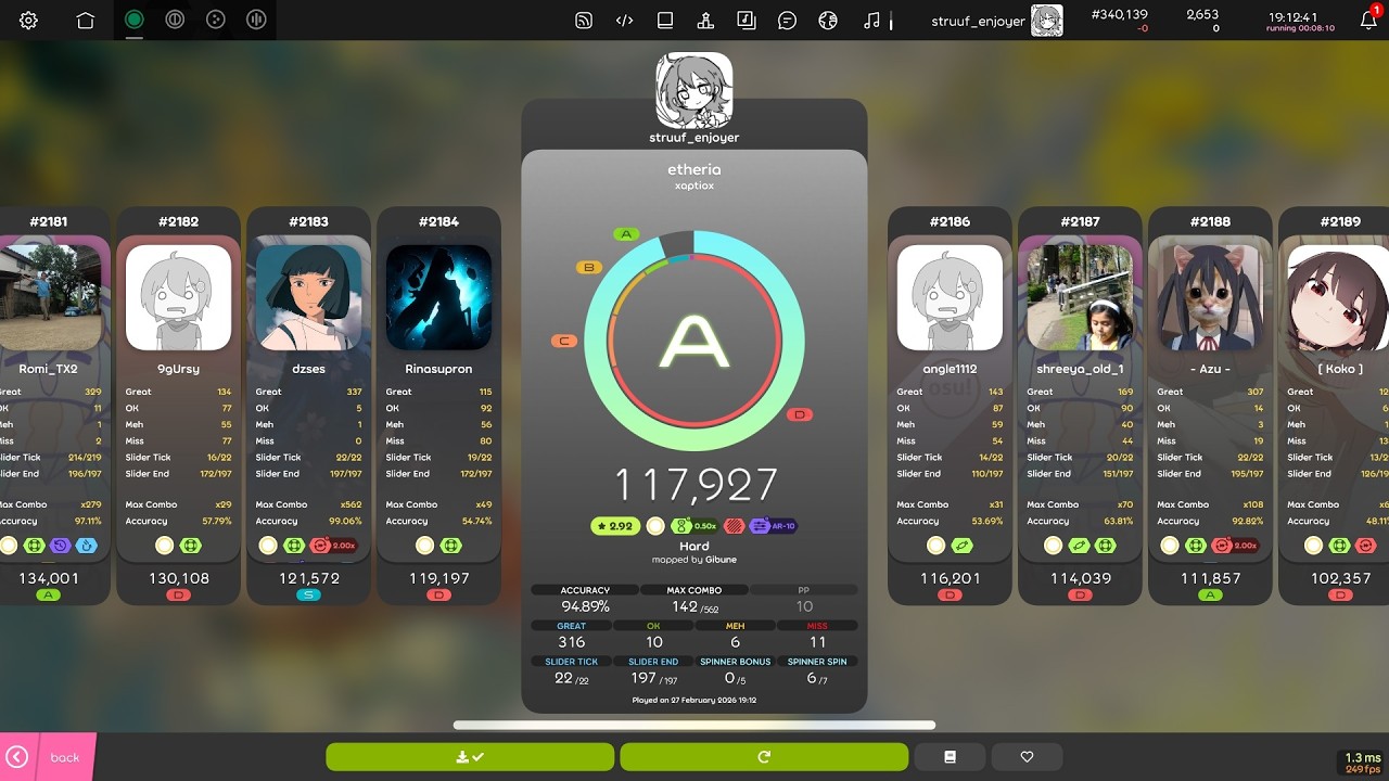 (s2) day 55 of playing the osu! daily challenge at -35AR till i get better at reading it