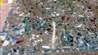 Polished concrete with Recycled Glass Surfaces