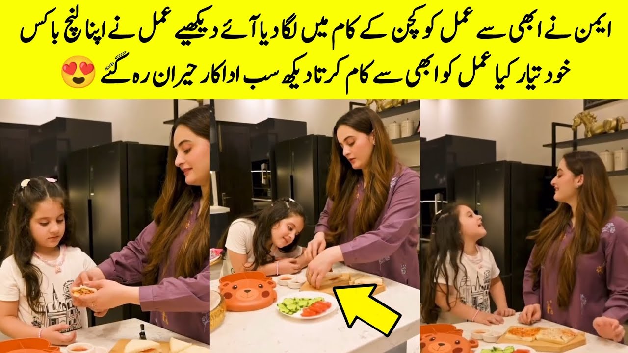 Aiman Khan Shared a Video With his Fans on how Amal Muneeb is Making her School Lunch Box 😍