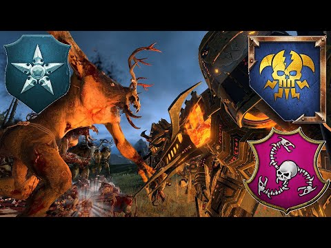 Видео: Ледяной Двор vs Воинство Жарра и Флот Ужаса. Битва из сетевой PvP кампании: Total War Warhammer-3