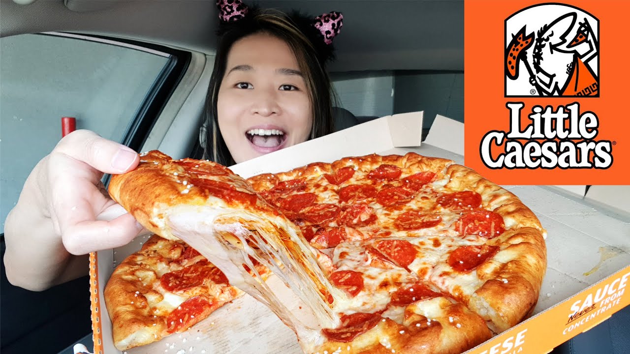 Little Caesars Stuffed Pretzel Crust Pizza! Cheesy Pepperoni Pizza w